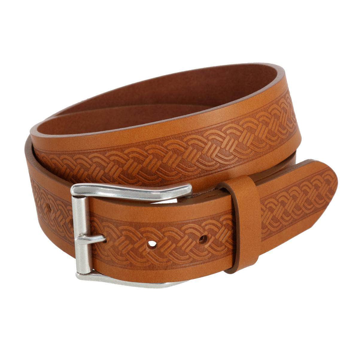 Grady 40mm Celtic Scroll Embossed Leather Jean Belt - Concordia Style Boutique