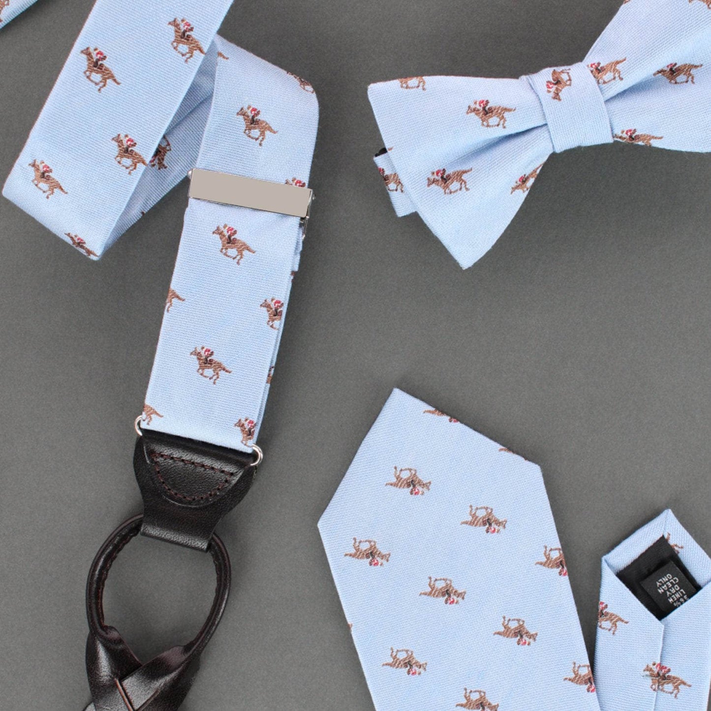 Down The Stretch Racehorse Linen Blend Necktie - Concordia Style Boutique