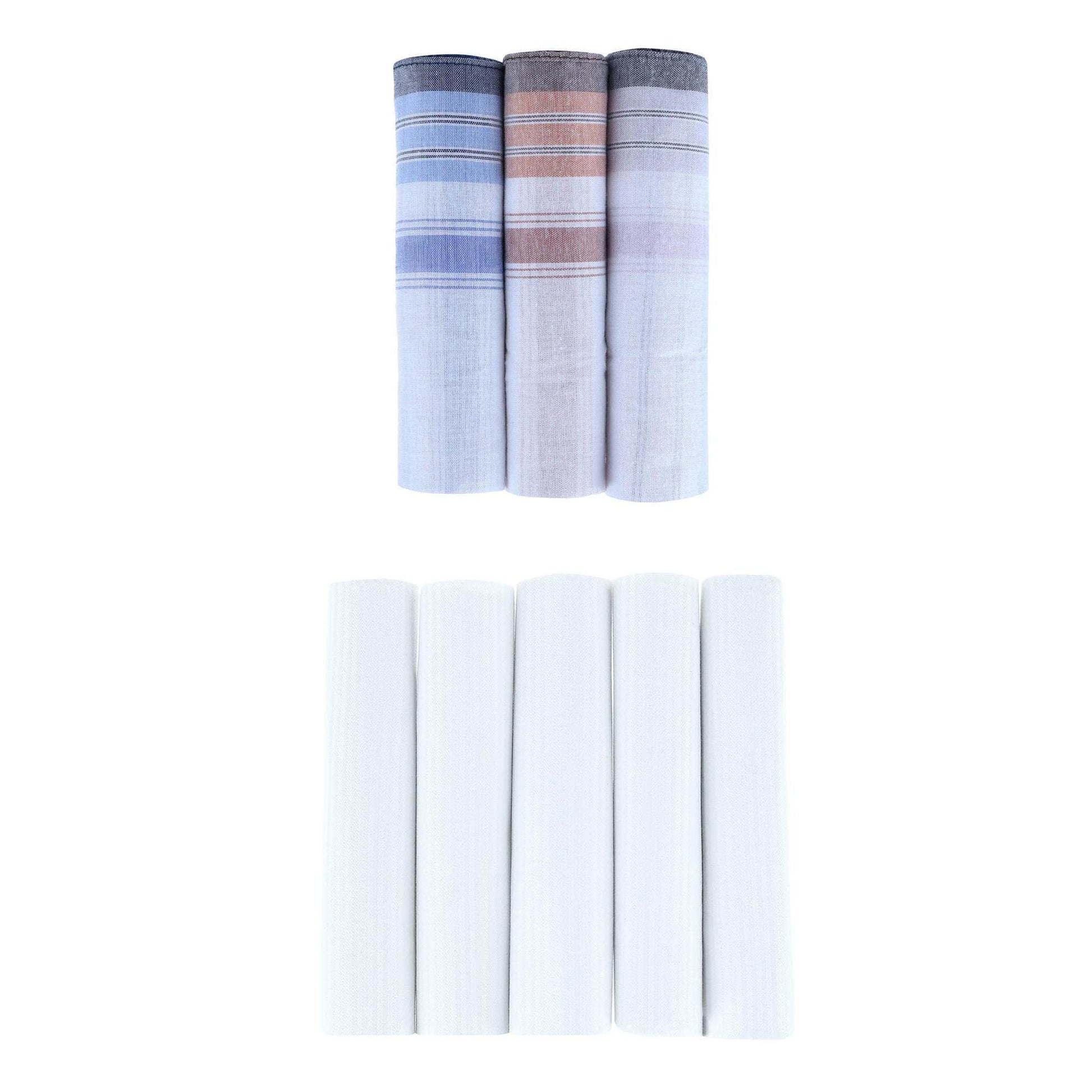 Premium 5 Pack and Checked 3 Pack Cotton Handkerchiefs Set - Concordia Style Boutique