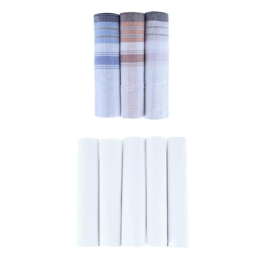 Premium 5 Pack and Checked 3 Pack Cotton Handkerchiefs Set - Concordia Style Boutique