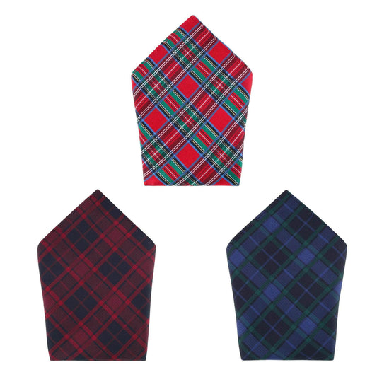 Plaid 13-inch Silk Pocket Square Trio 3 Pack - Concordia Style Boutique