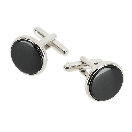 Sutton Round Genuine Onyx Cufflinks - Concordia Style Boutique