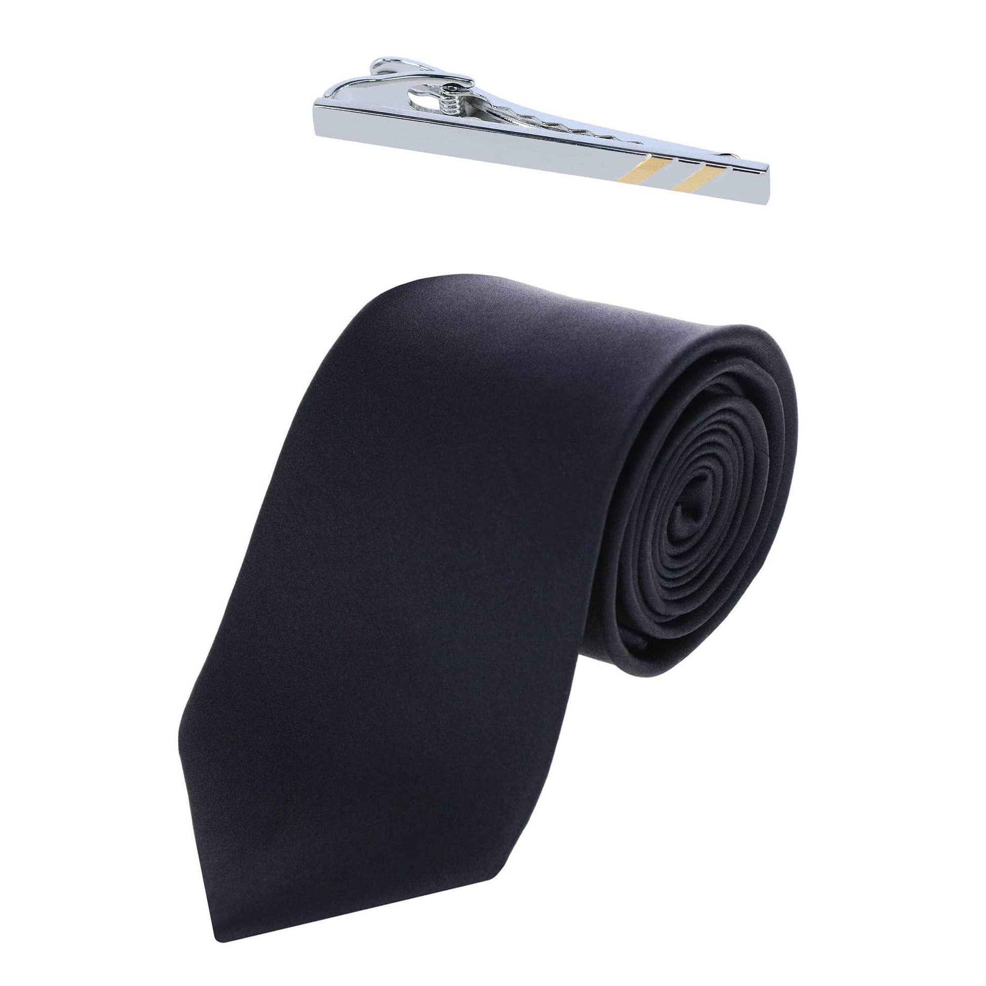 Sutton Silk Neck Tie & Rhodium and Gold Tie Bar Set - Concordia Style Boutique