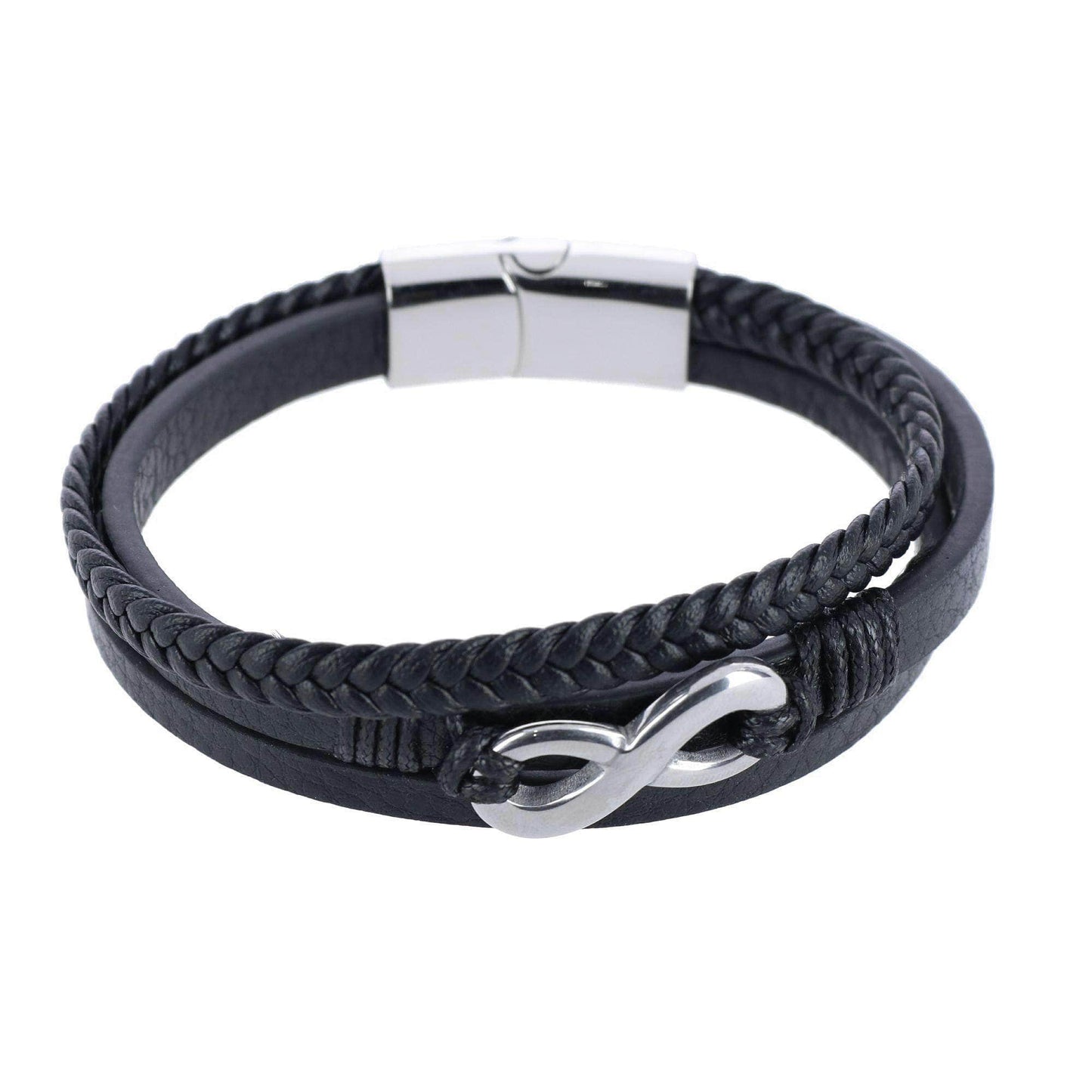 Loose Fit Infinity 3 Band Secure Clasp Leather Bracelet - Concordia Style Boutique