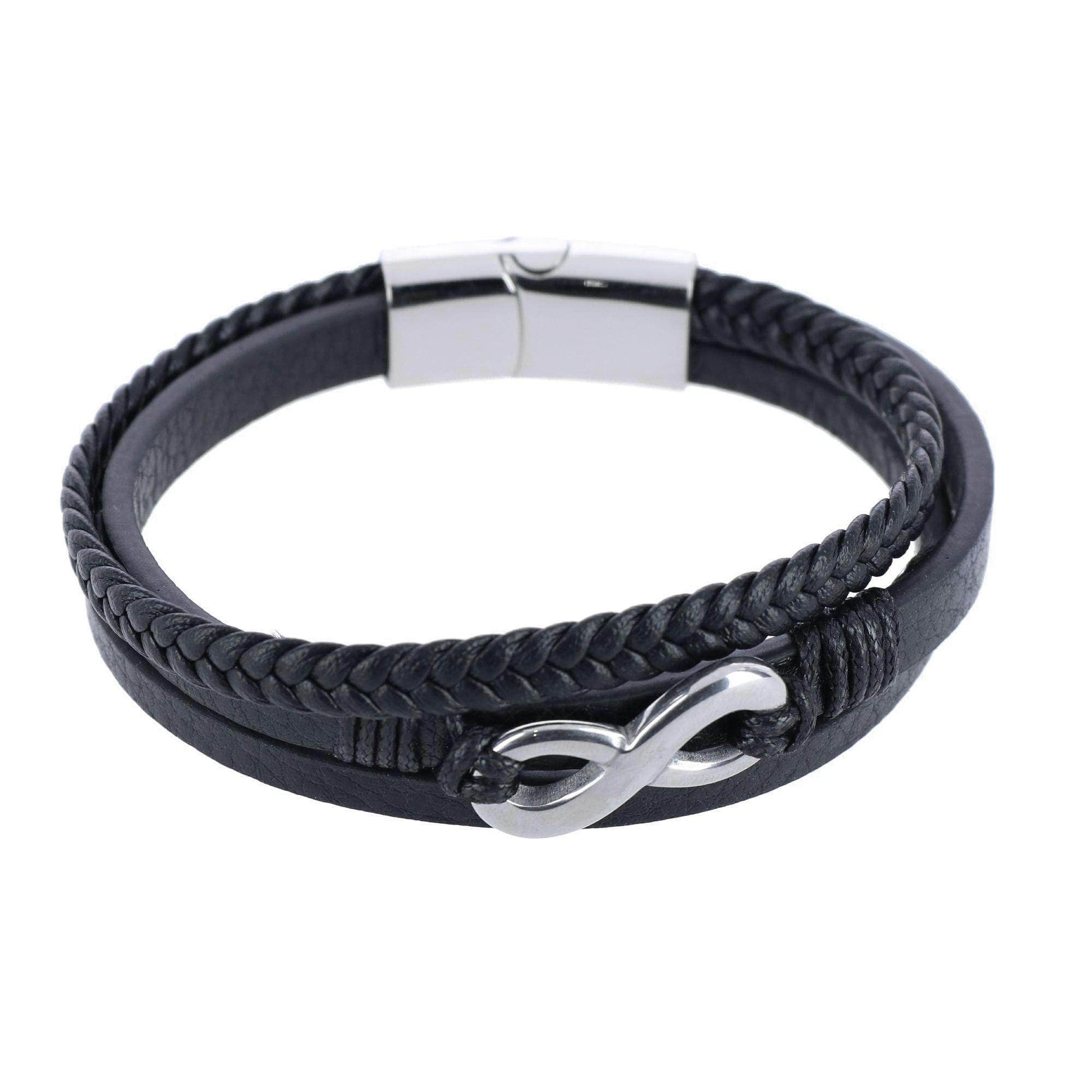 Loose Fit Infinity 3 Band Secure Clasp Leather Bracelet - Concordia Style Boutique