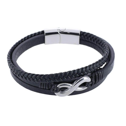 Loose Fit Infinity 3 Band Secure Clasp Leather Bracelet - Concordia Style Boutique