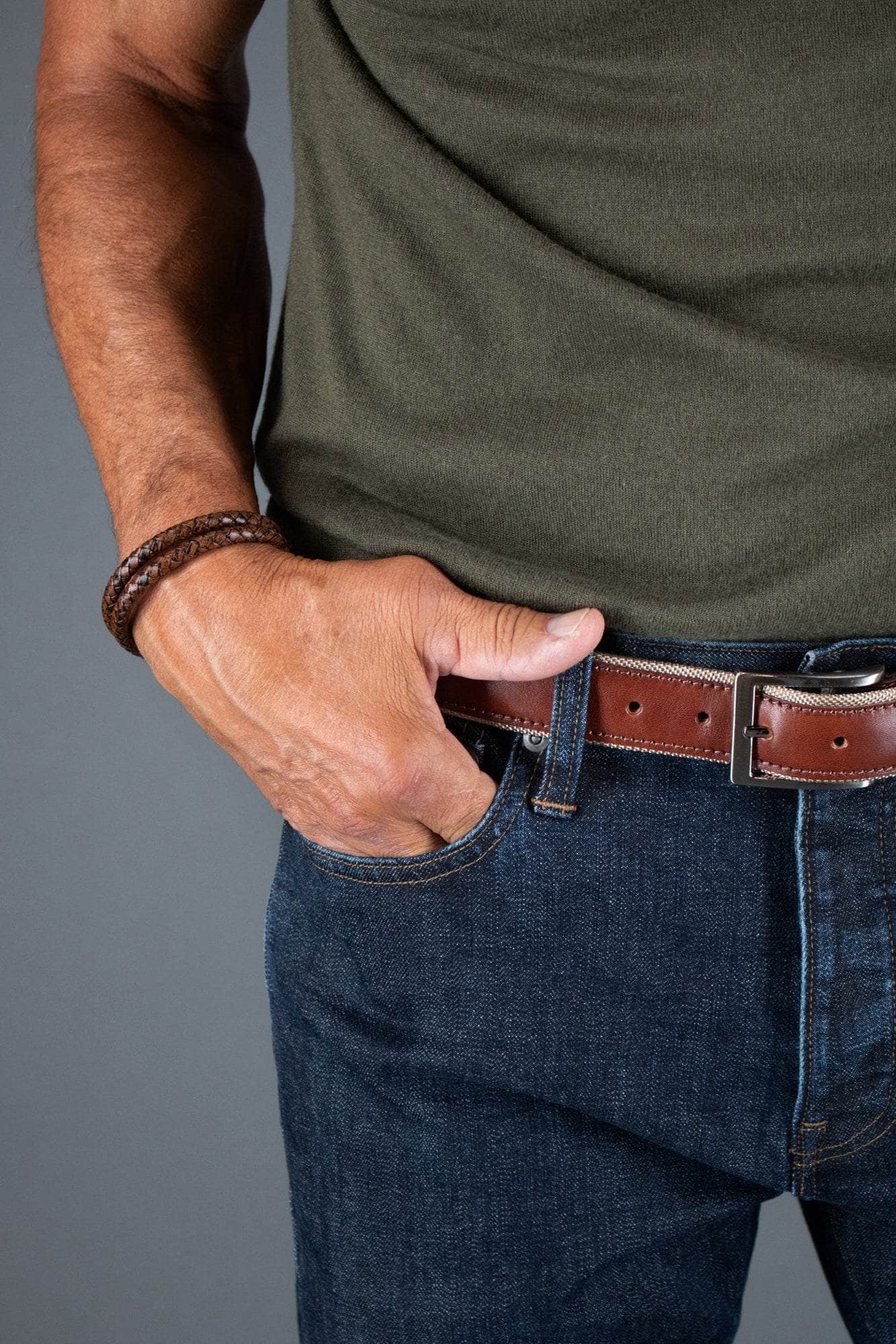 Loose Fit Simple 2 Band Braided Secure Clasp Leather Bracelet - Concordia Style Boutique