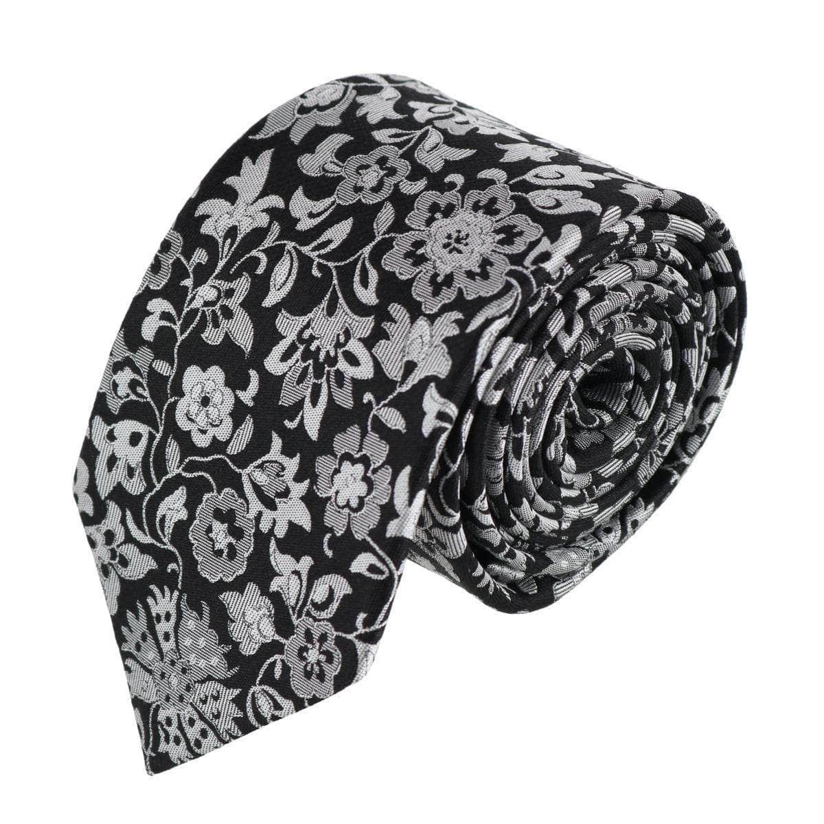 Arian Silver Floral and Vine Business Necktie - Concordia Style Boutique