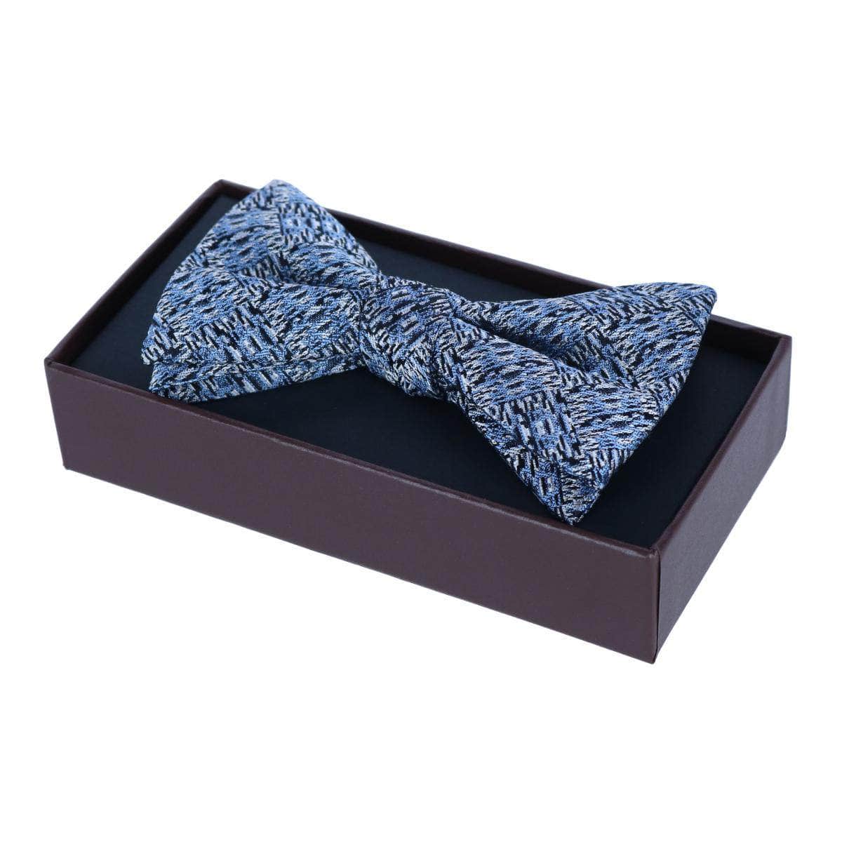 Benito's Blue Basketweave Pattern Silk Novelty Bow Tie - Concordia Style Boutique