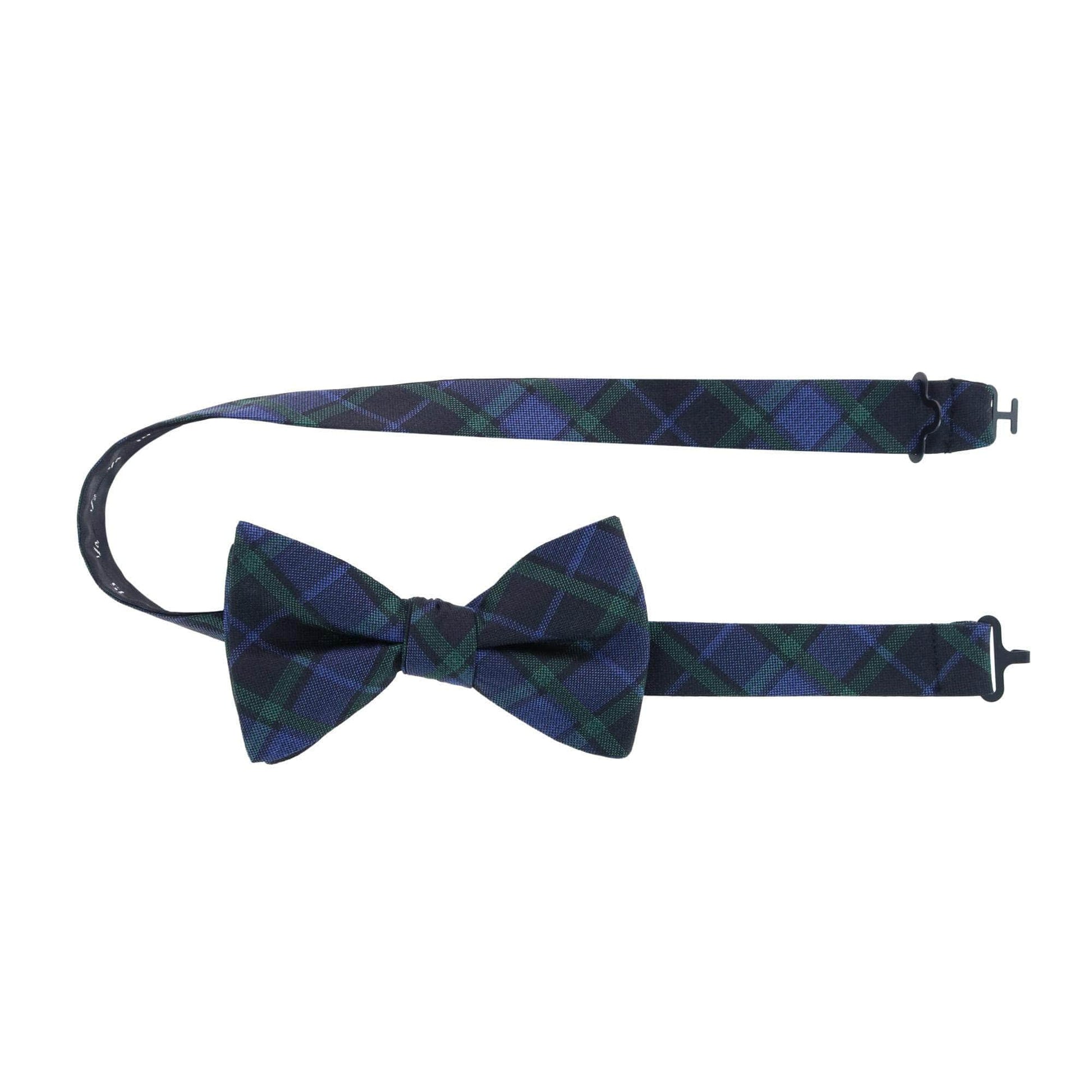 Ives Green and Navy Blackwatch Plaid Silk Bow Tie - Concordia Style Boutique