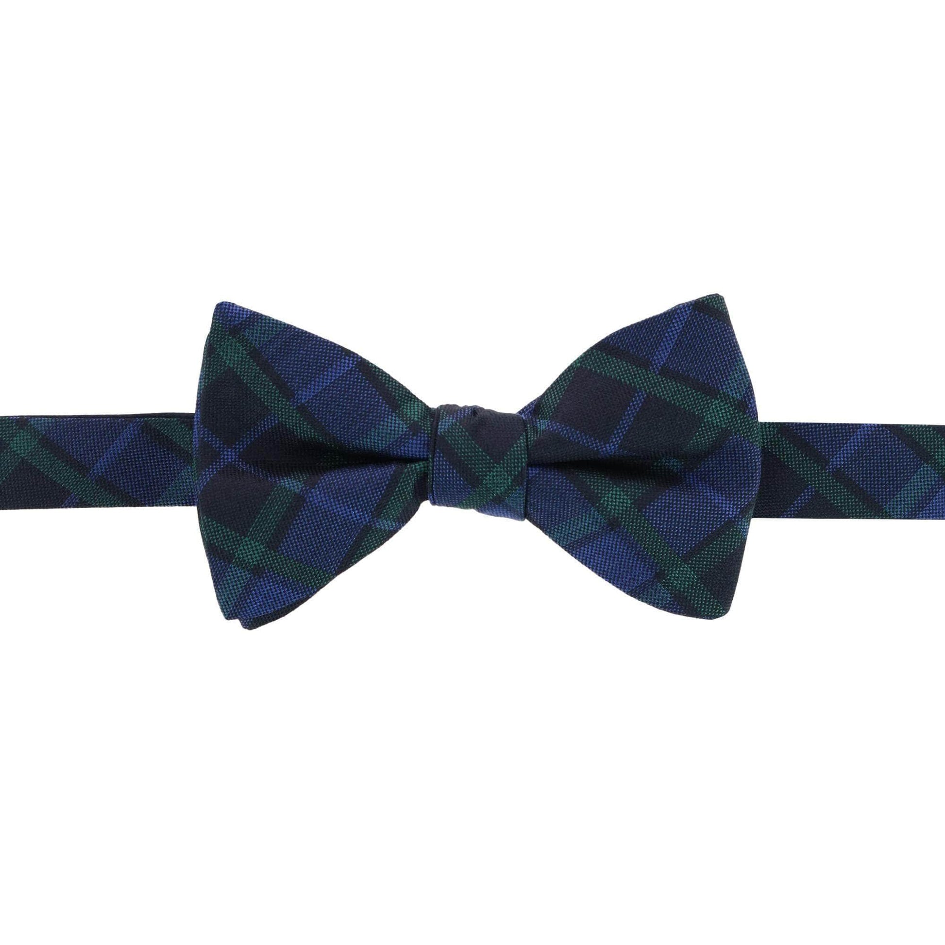 Ives Green and Navy Blackwatch Plaid Silk Bow Tie - Concordia Style Boutique