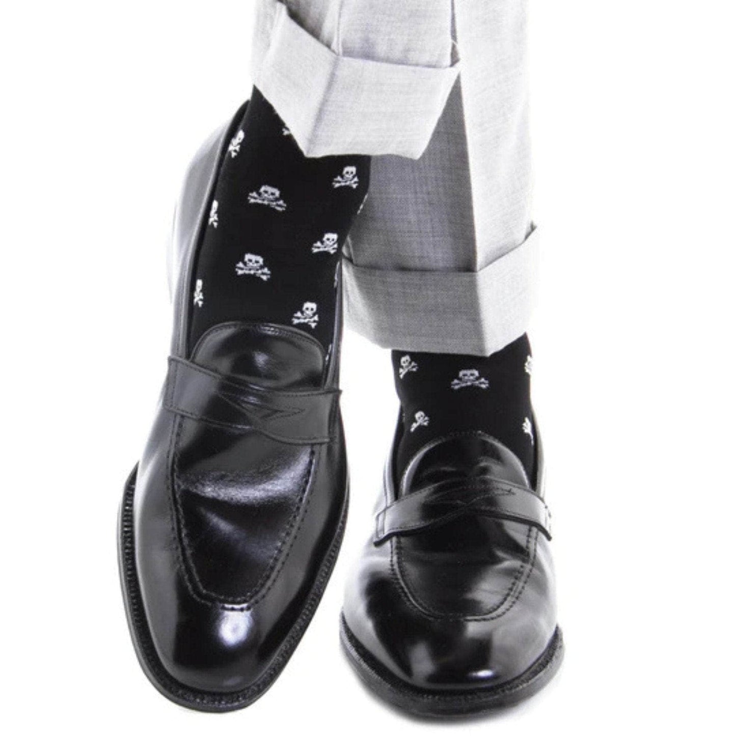 Rodger Skull and Cross Bones Over The Calf Mercerized Cotton Socks - Concordia Style Boutique