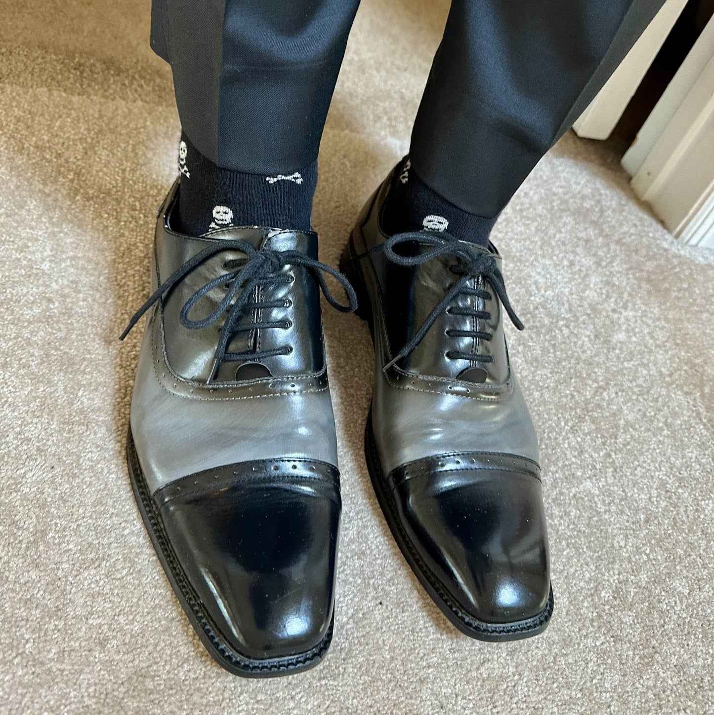 Rodger Skull and Cross Bones Over The Calf Mercerized Cotton Socks - Concordia Style Boutique