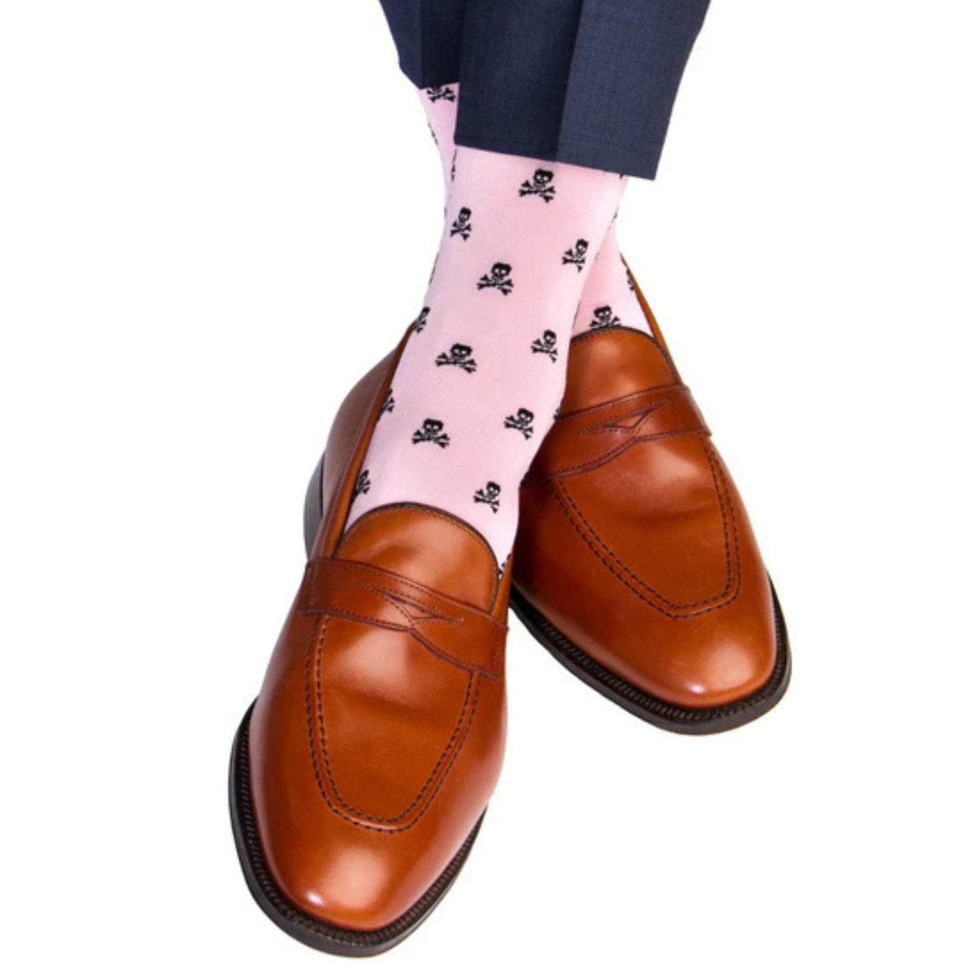 Rodger Skull and Cross Bones Over The Calf Mercerized Cotton Socks - Concordia Style Boutique