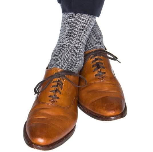 Bernard Chain Link Mercerized Cotton Mid-Calf Socks - Concordia Style Boutique