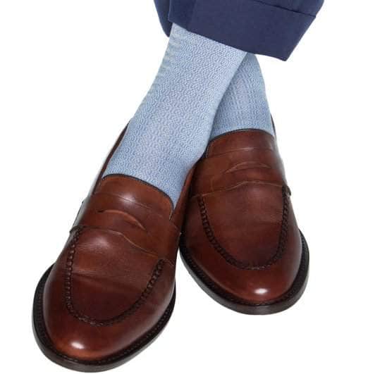 Bernard Chain Link Mercerized Cotton Mid-Calf Socks - Concordia Style Boutique