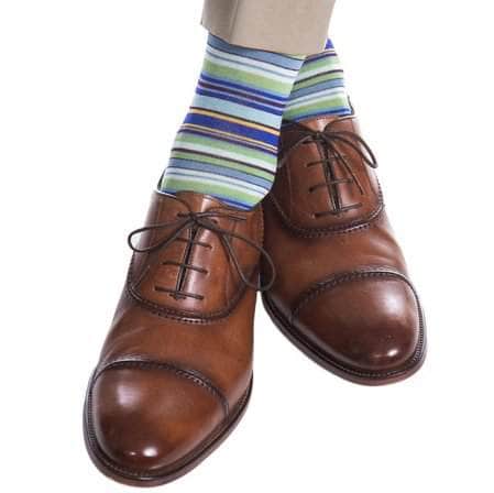 Brady Multi Stripe Mid-Calf Mercerized Cotton Socks - Concordia Style Boutique