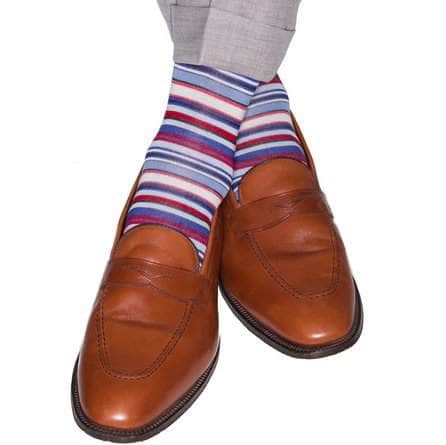 Brady Multi Stripe Mid-Calf Mercerized Cotton Socks - Concordia Style Boutique