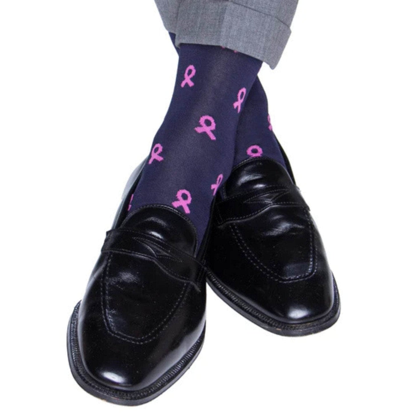 Breast Cancer Awareness Over The Calf Mercerized Cotton Socks - Concordia Style Boutique