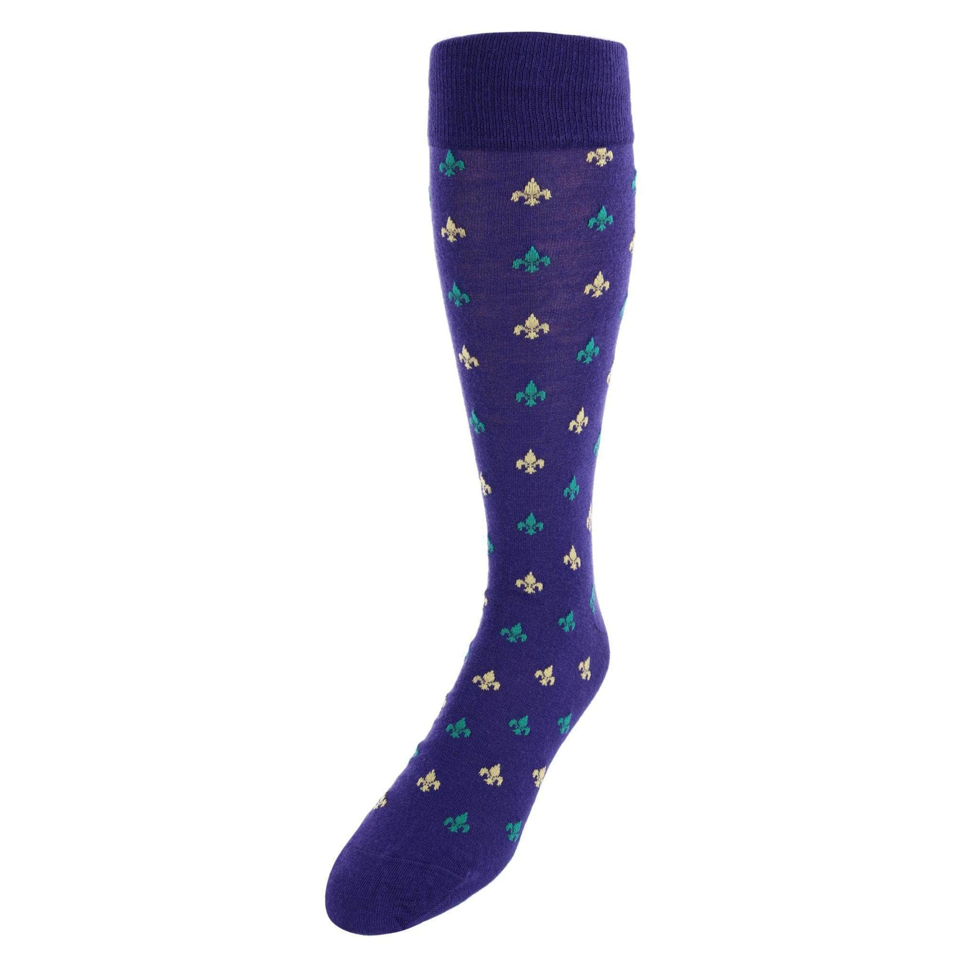Atlas Fleur De Lis Over The Calf Fine Merino Wool Socks (1 Pair) - Concordia Style Boutique