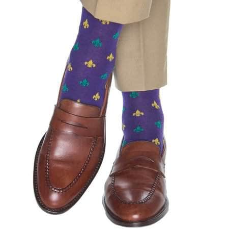 Atlas Fleur De Lis Over The Calf Fine Merino Wool Socks (1 Pair) - Concordia Style Boutique