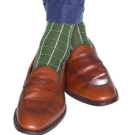 Oscar Windowpane Merino Wool Mid-Calf Socks - Concordia Style Boutique
