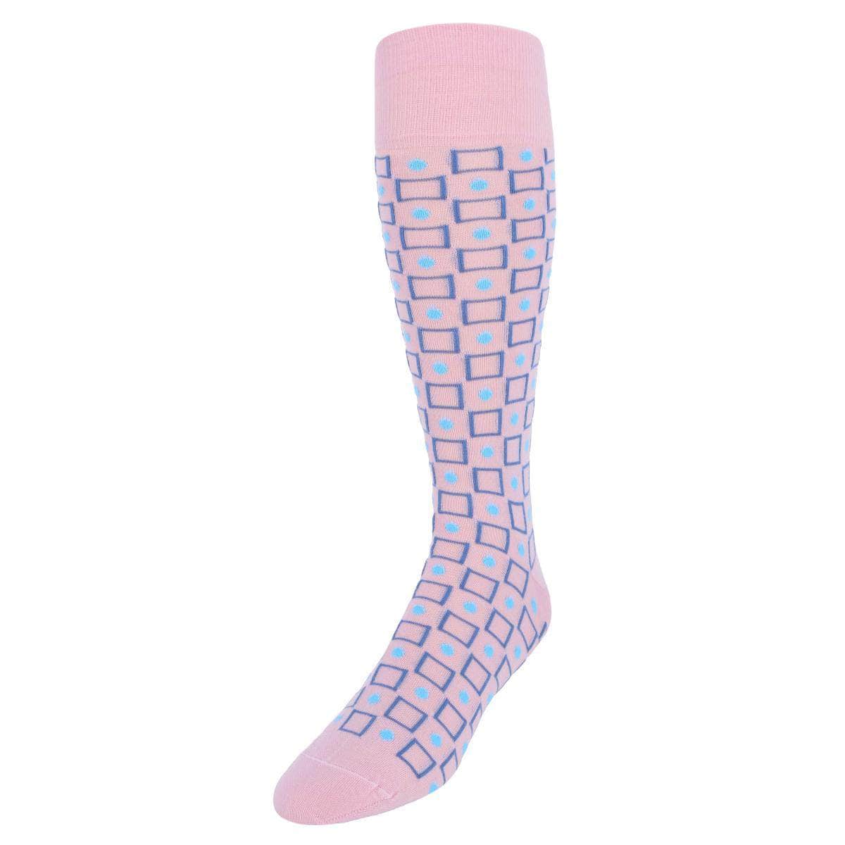 Aurelien Square and Circle Patterned Mercerized Cotton Mid-Calf Socks - Concordia Style Boutique