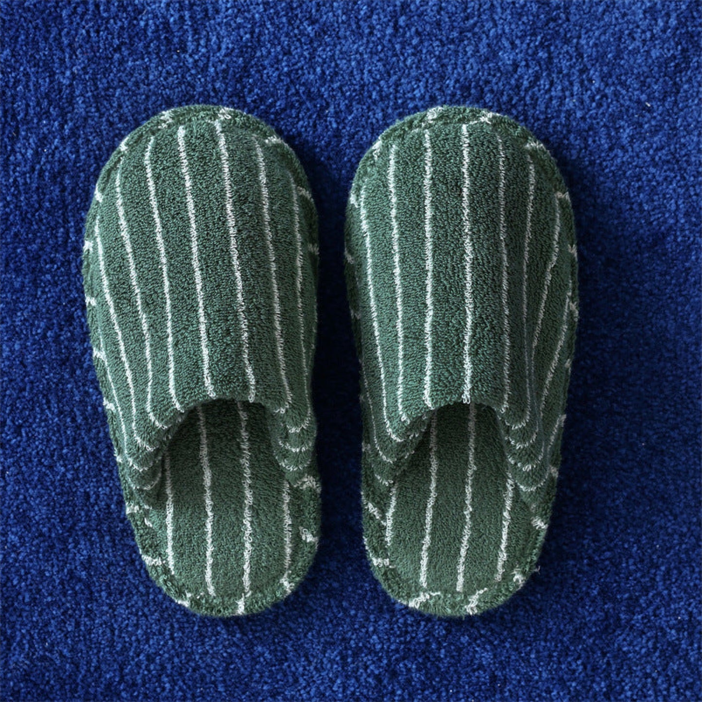 Thin Striped House Slippers / Blue