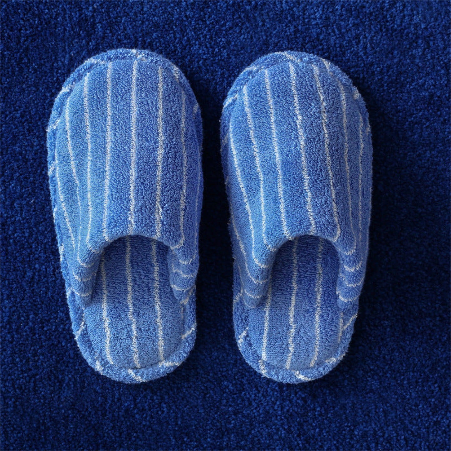Thin Striped House Slippers / Blue