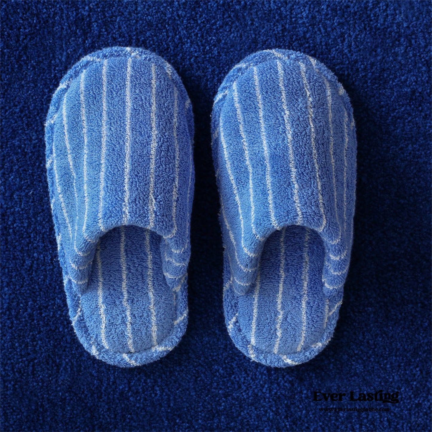 Thin Striped House Slippers / Blue