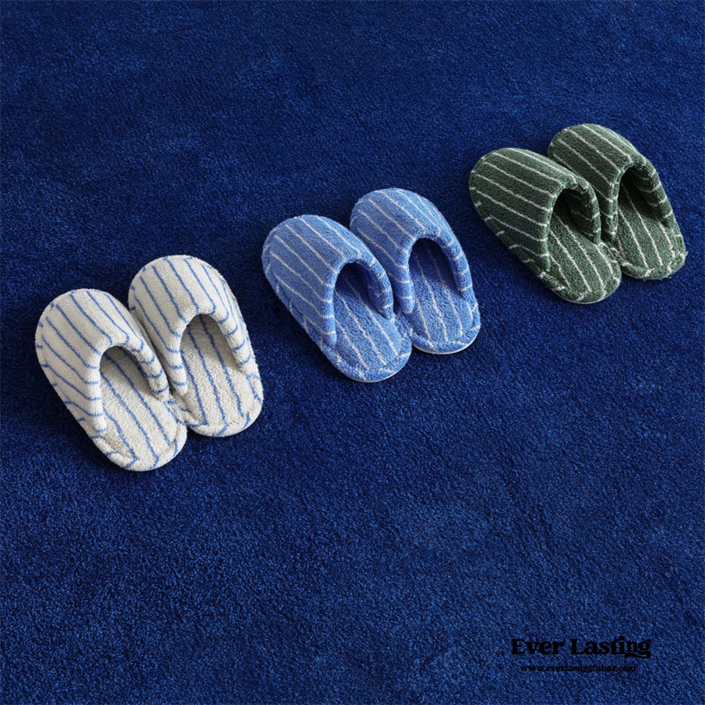 Thin Striped House Slippers / Blue