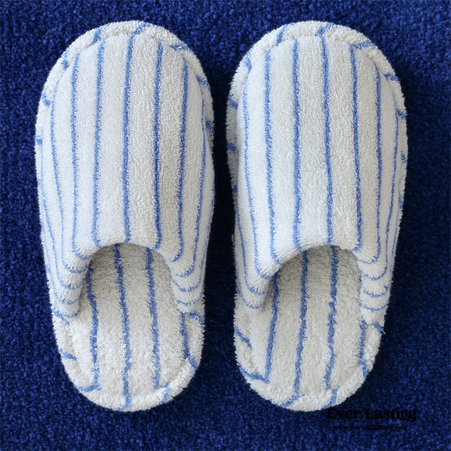 Thin Striped House Slippers / White