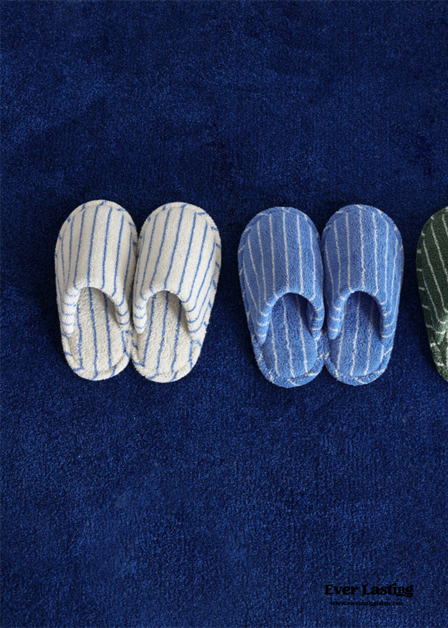 Thin Striped House Slippers / White