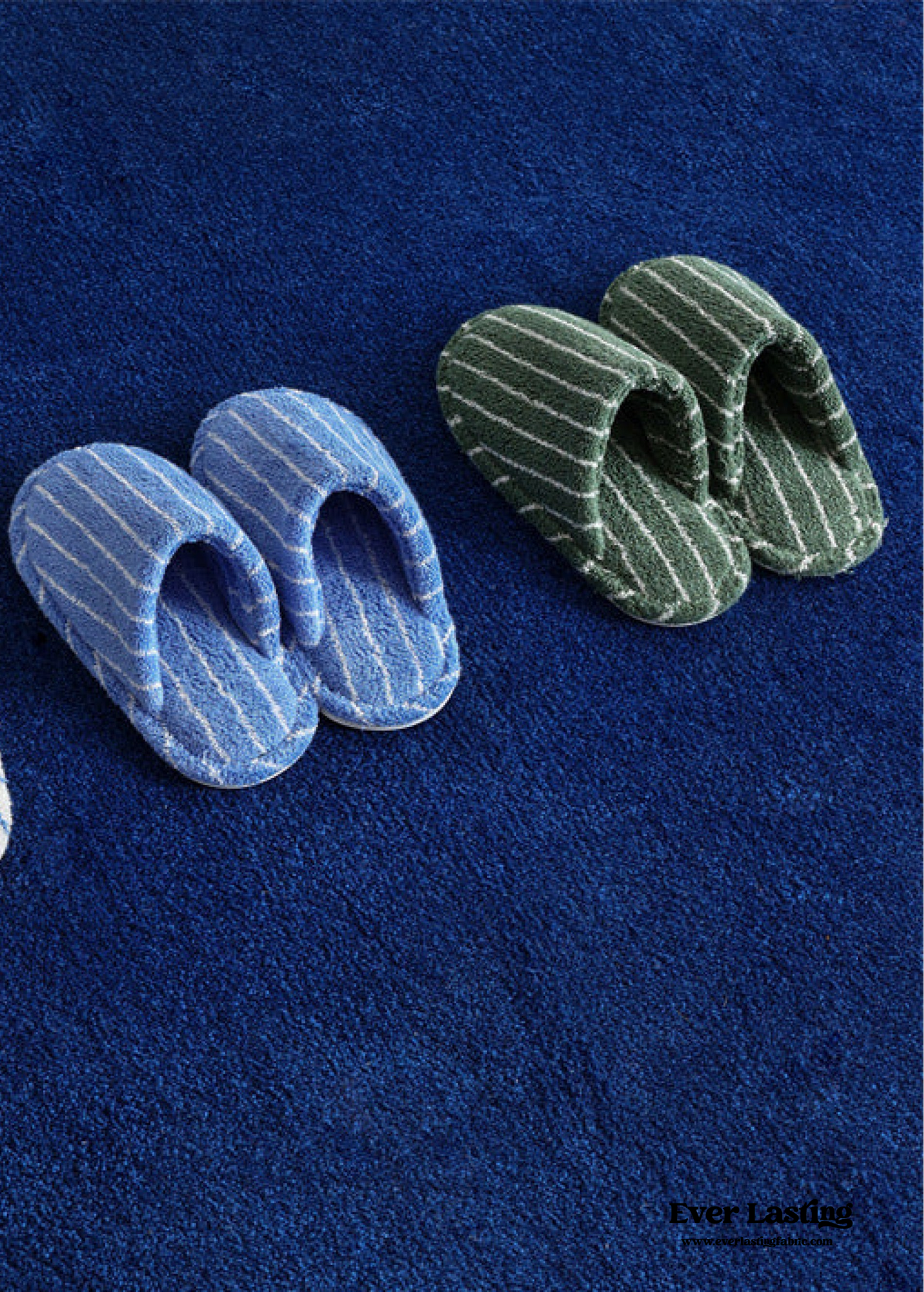Thin Striped House Slippers / White