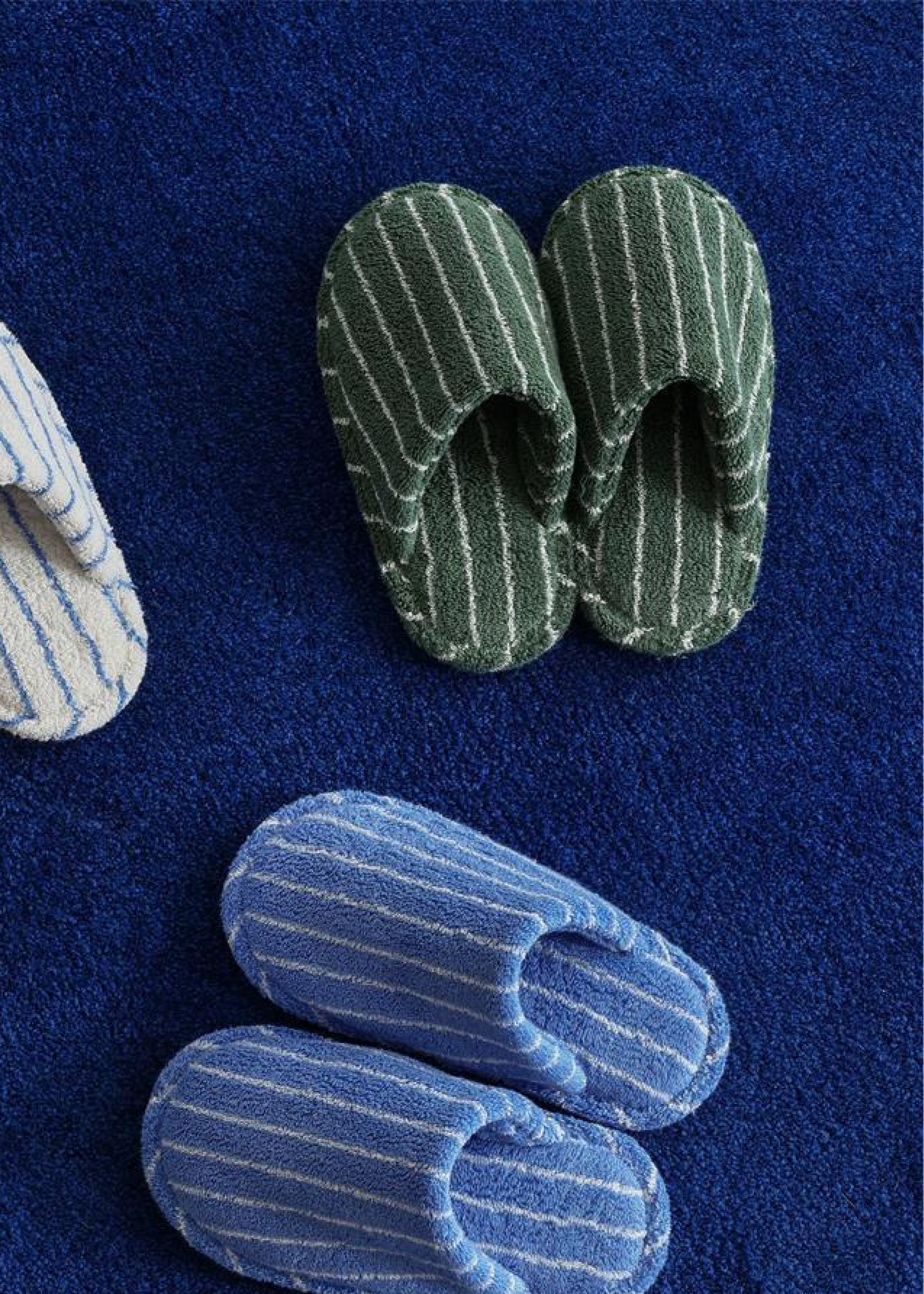 Thin Striped House Slippers / Blue