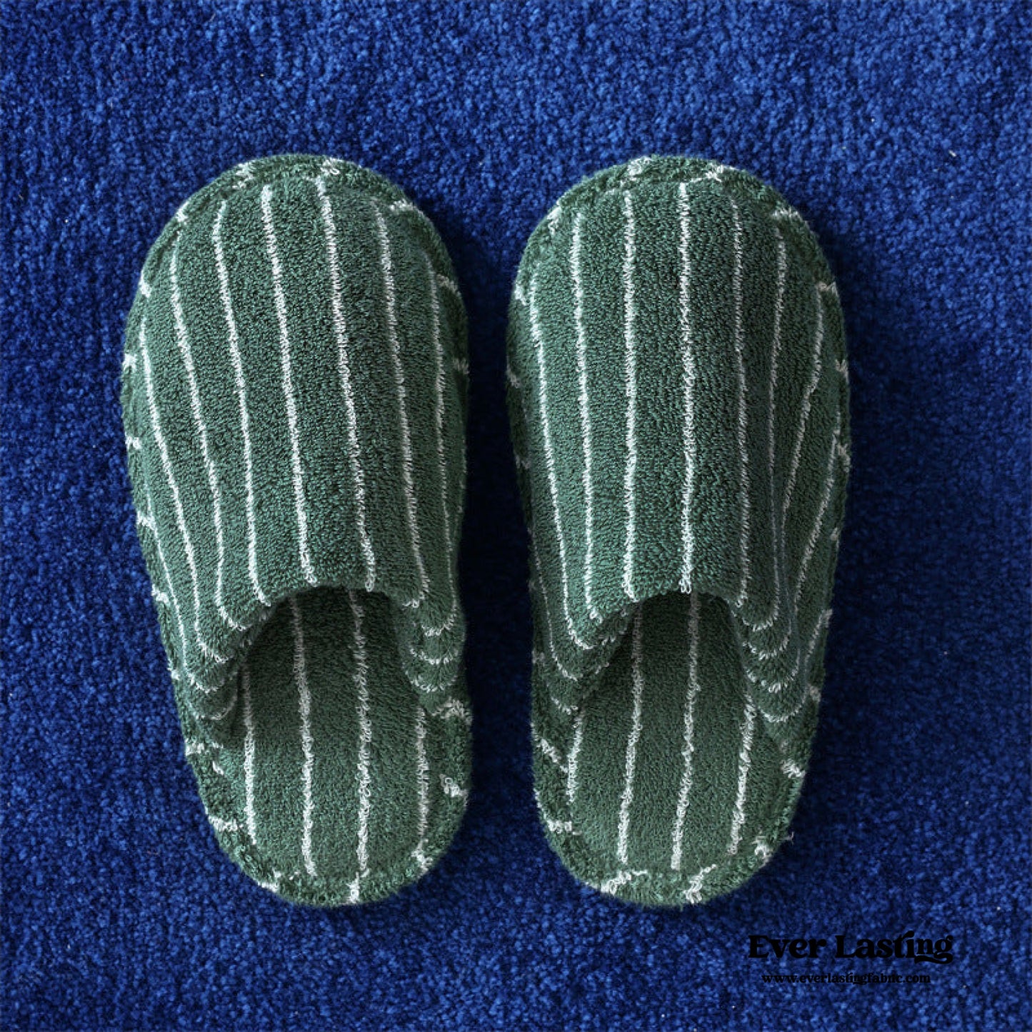 Thin Striped House Slippers / White