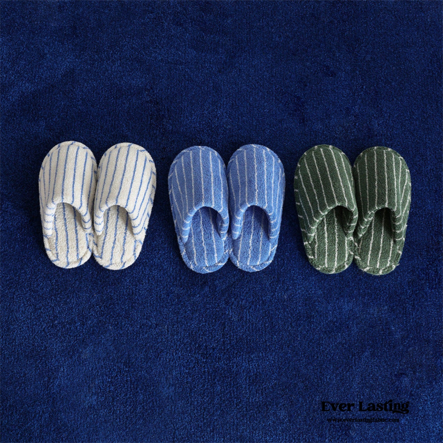 Thin Striped House Slippers / White