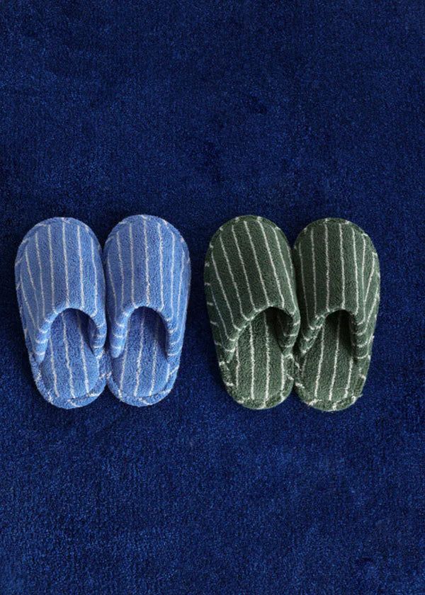 Thin Striped House Slippers / Blue