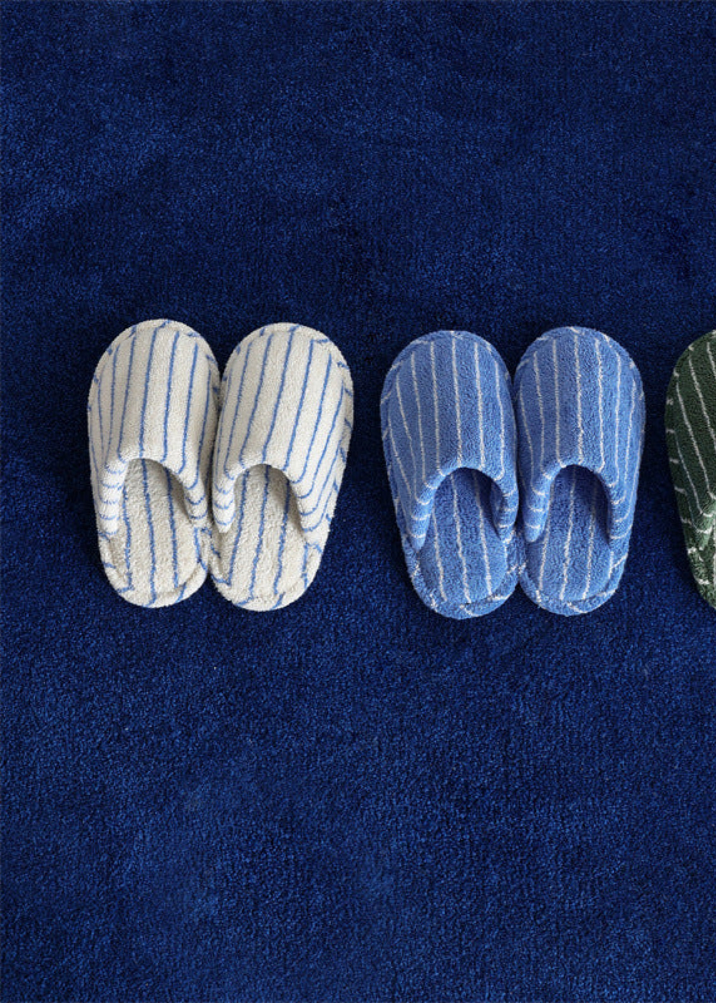 Thin Striped House Slippers / Blue