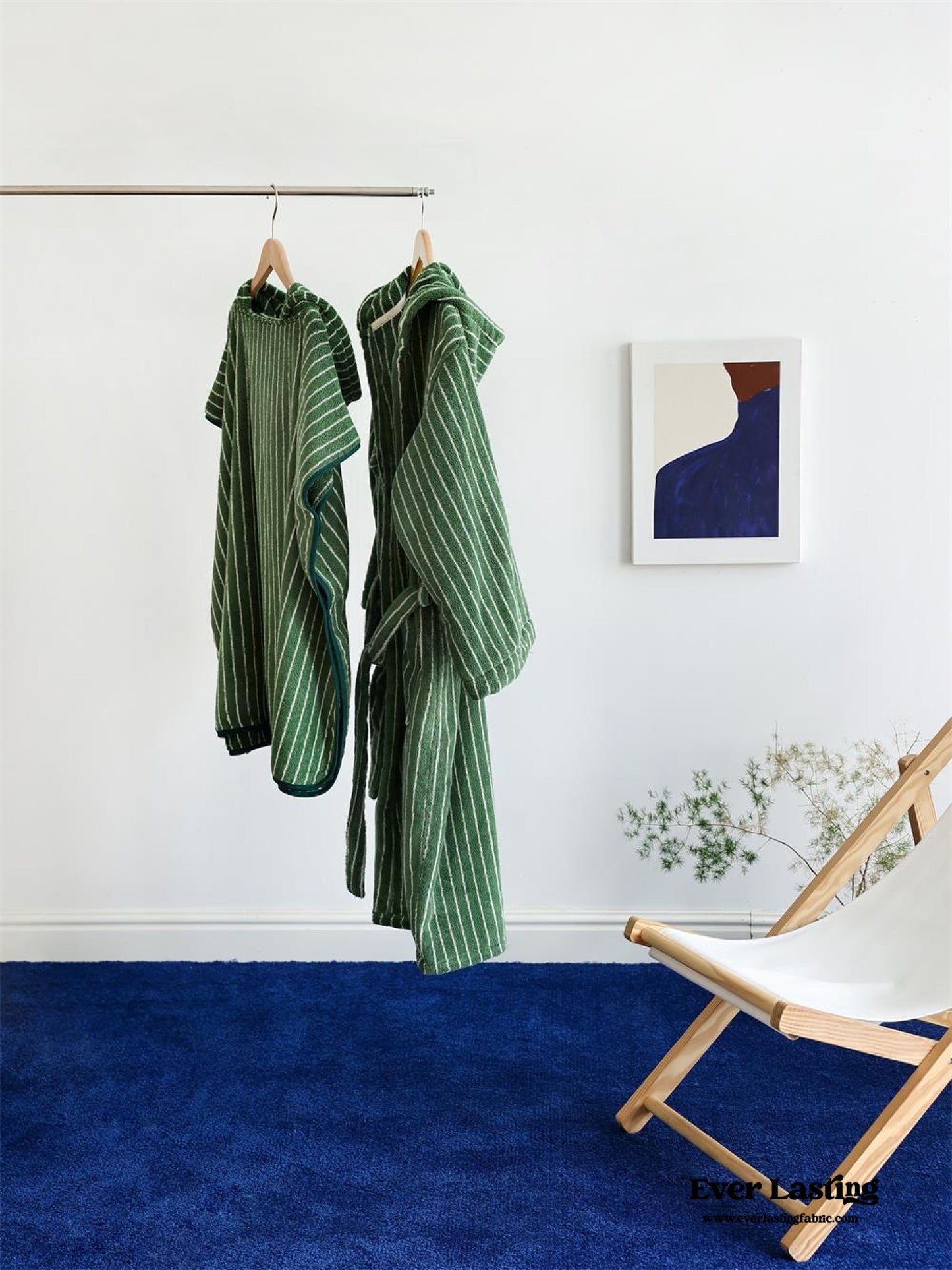 Thin Striped Towel and Bathrobe Set