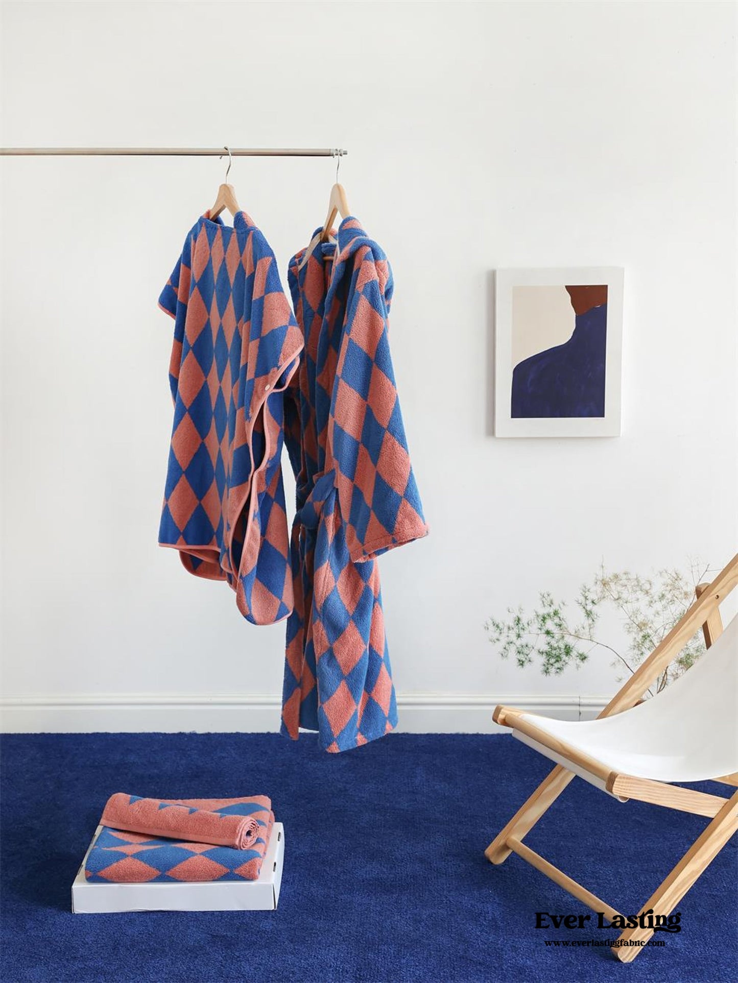 Thin Striped Towel and Bathrobe Set