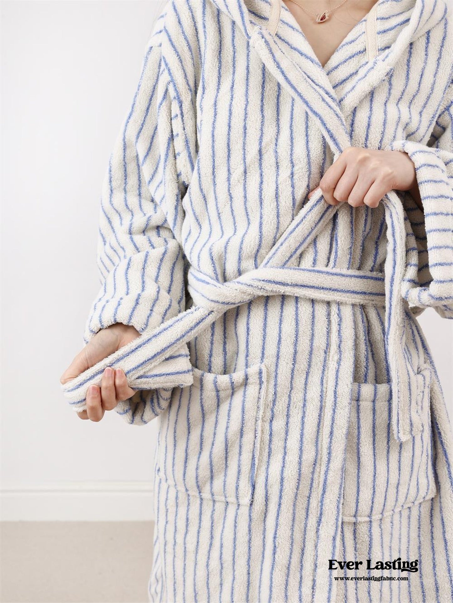 Thin Striped Towel and Bathrobe Set