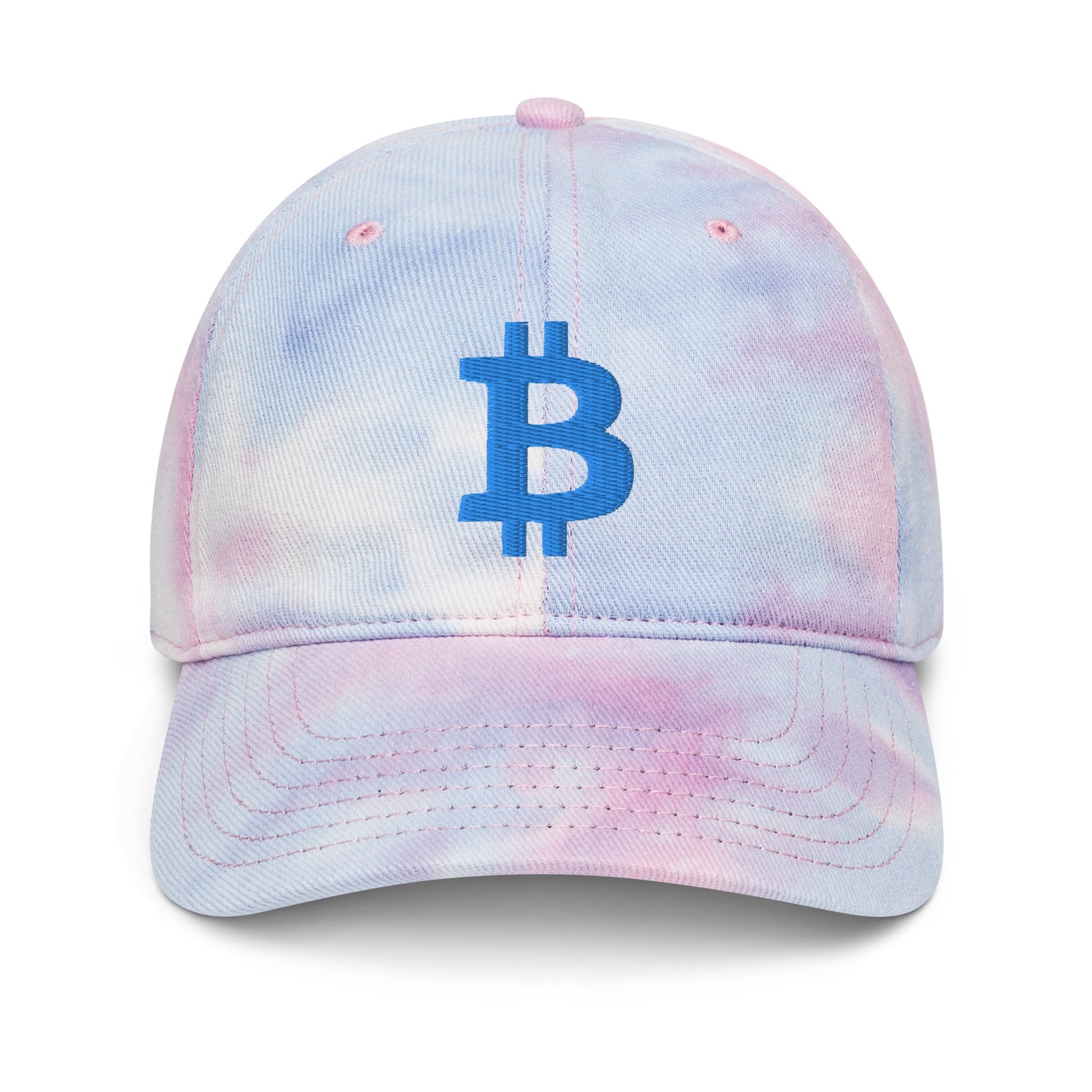 Bitcoin B (Blue Embroidery) Tie Dye Hat - Concordia Style Boutique