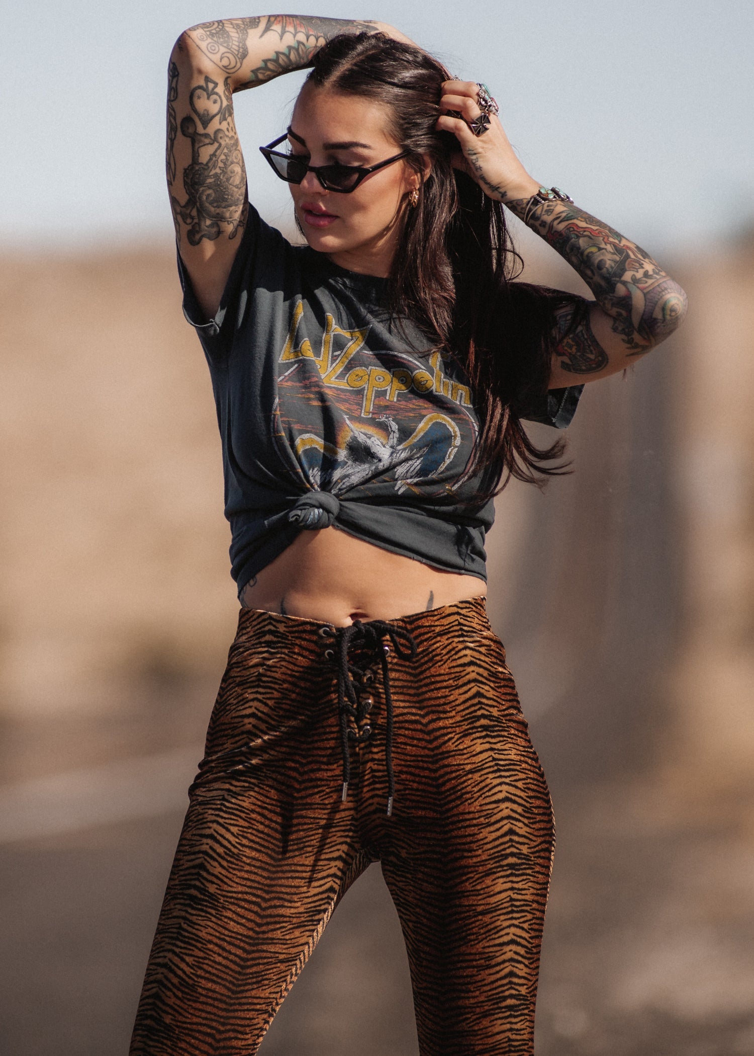 Eye of the Tiger Animal Print Velvet Flare Pants Bell Bottoms - Concordia Style Boutique