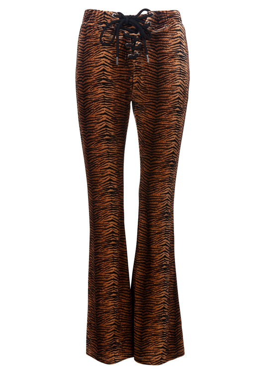 Eye of the Tiger Animal Print Velvet Flare Pants Bell Bottoms - Concordia Style Boutique