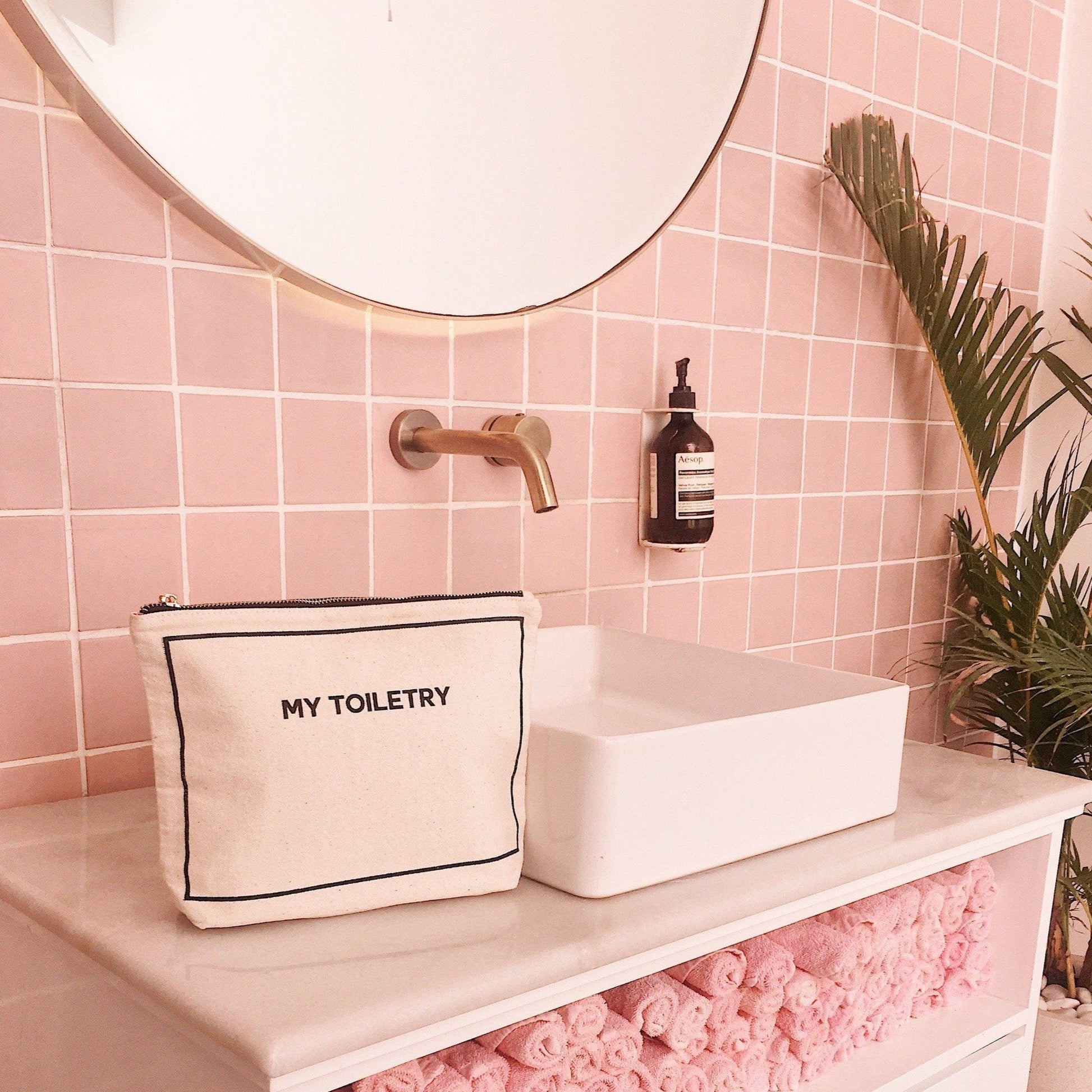 Toiletry Pouch with Coated Lining, Cream - Concordia Style Boutique