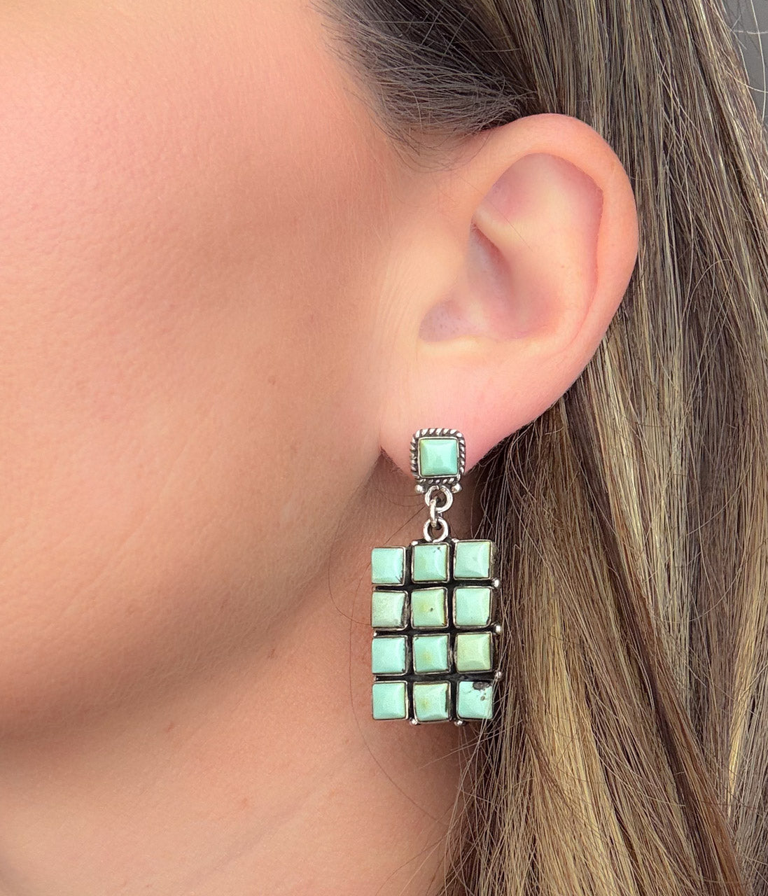 Kingman Turquoise Grid Earrings - Concordia Style Boutique