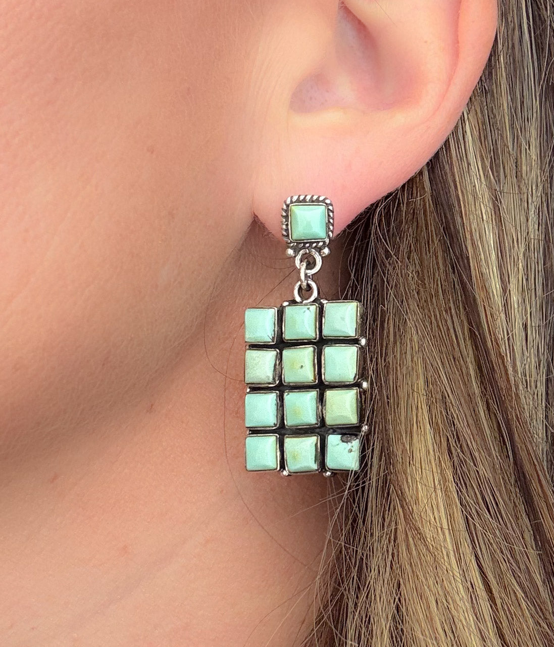 Kingman Turquoise Grid Earrings - Concordia Style Boutique