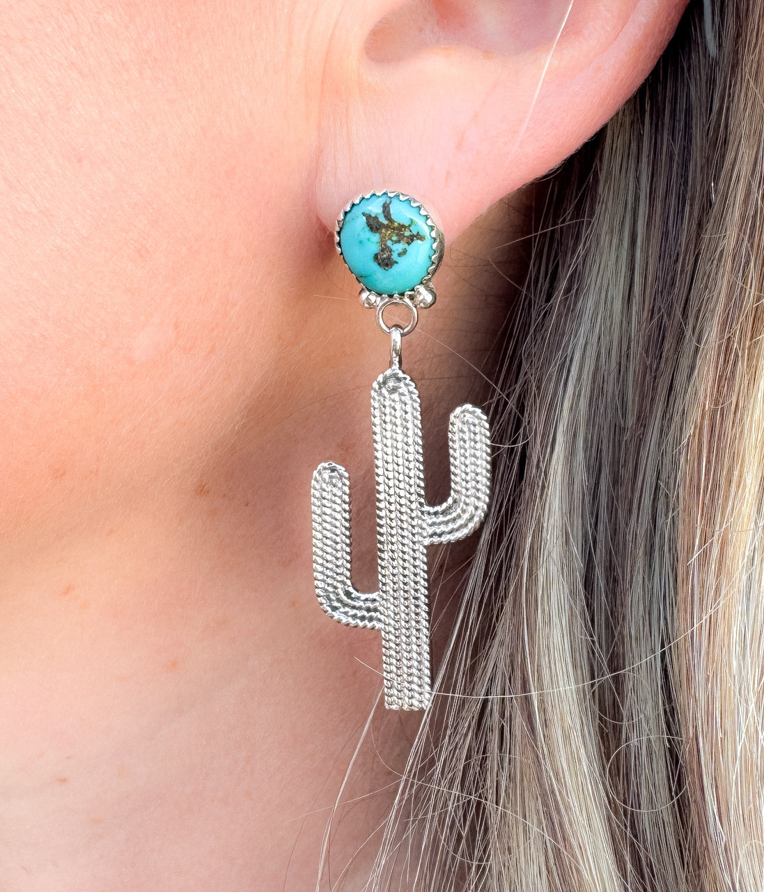 Anne Spencer Kingman Turquoise Cactus Earrings - Concordia Style Boutique