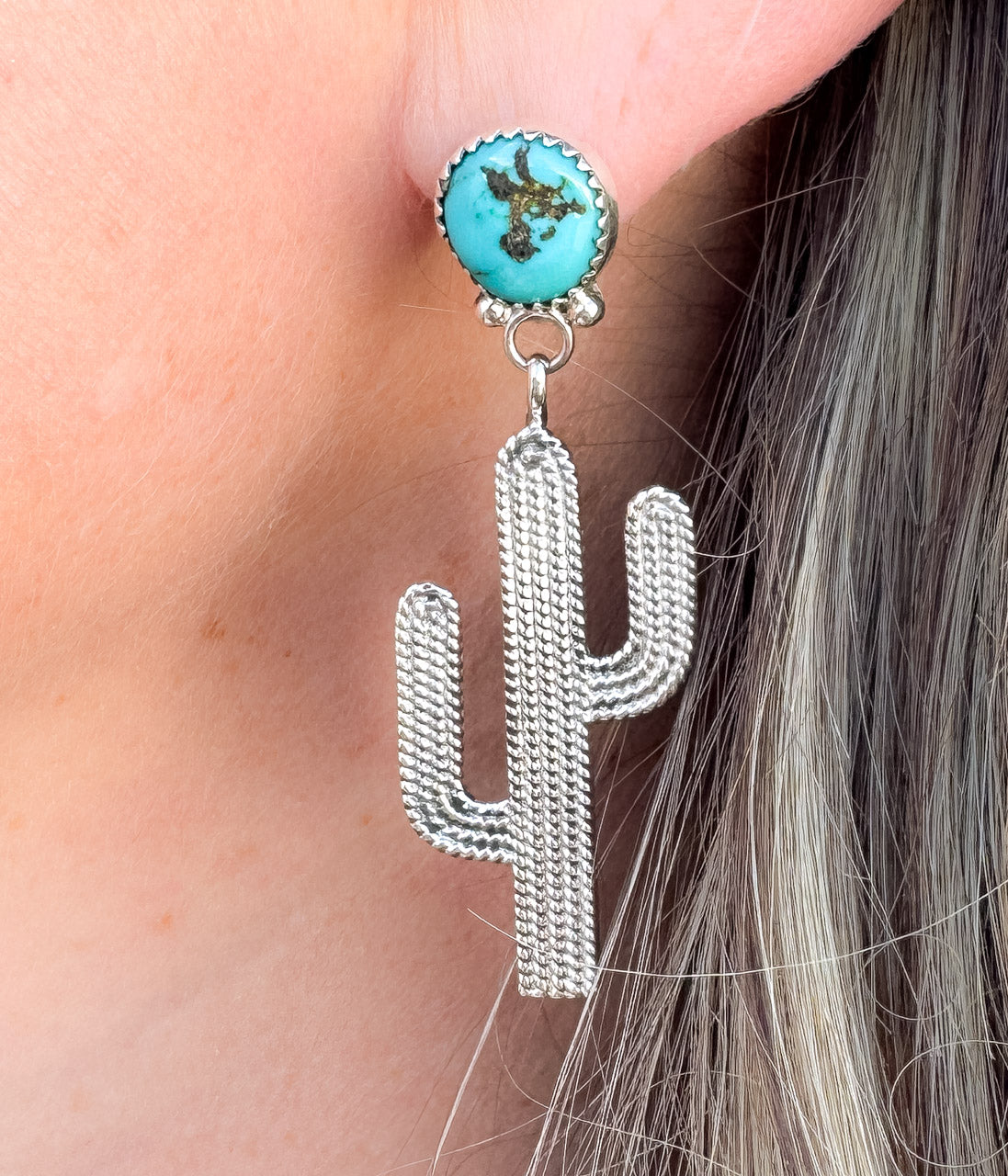 Anne Spencer Kingman Turquoise Cactus Earrings - Concordia Style Boutique